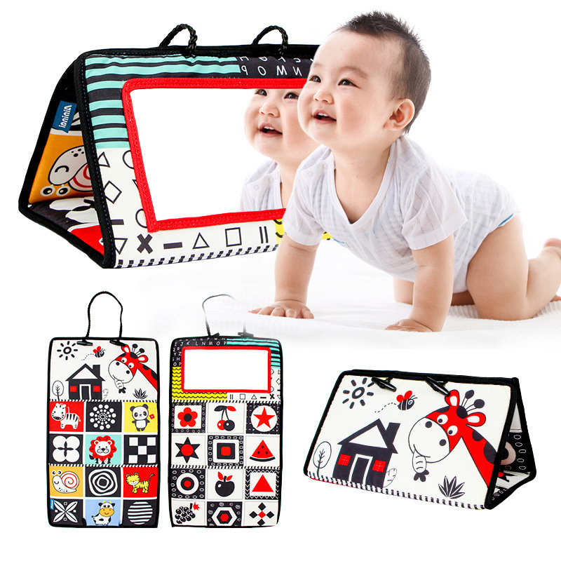 Baby Nursery Books - Baby Cloth Books Toys Mirror Black