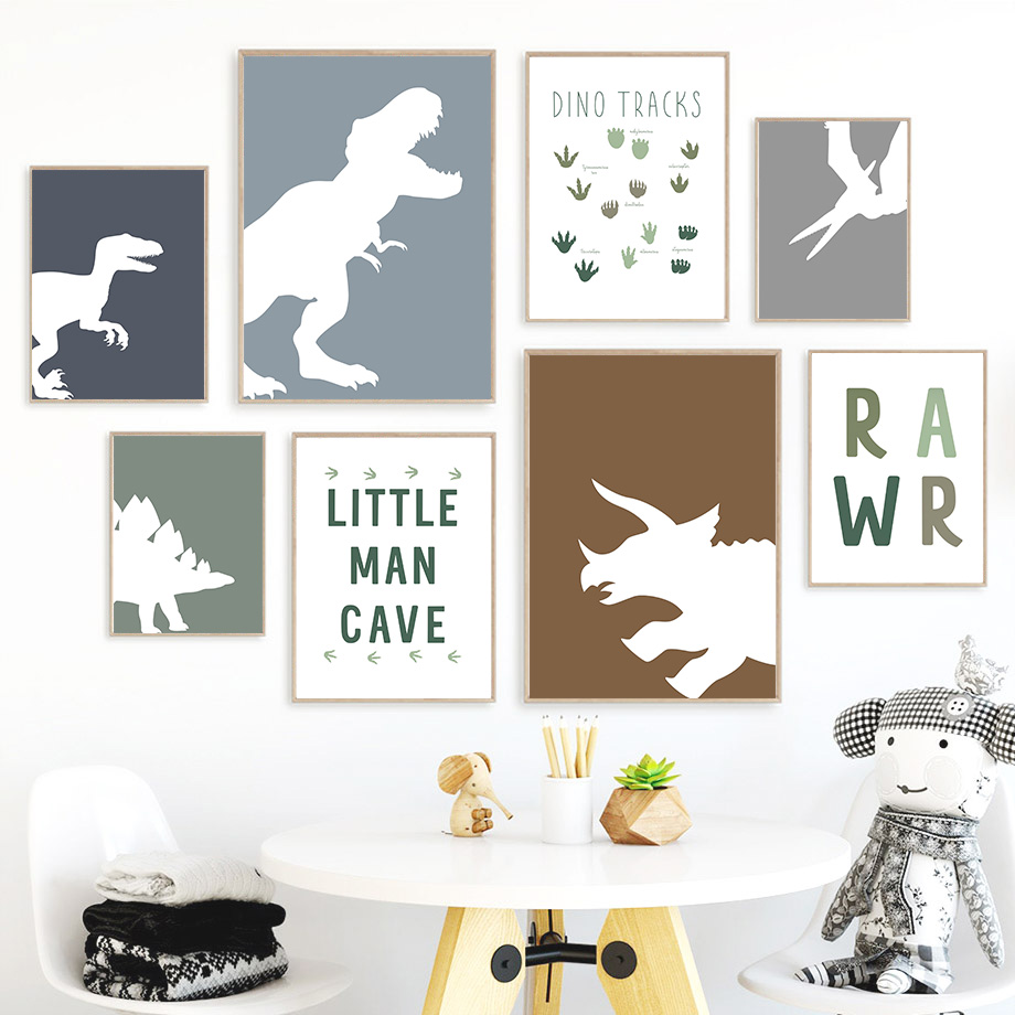 Baby Boy Nursery Quotes - (2D canvas painting) Jurassic Dinosaur Tyrannosaurus