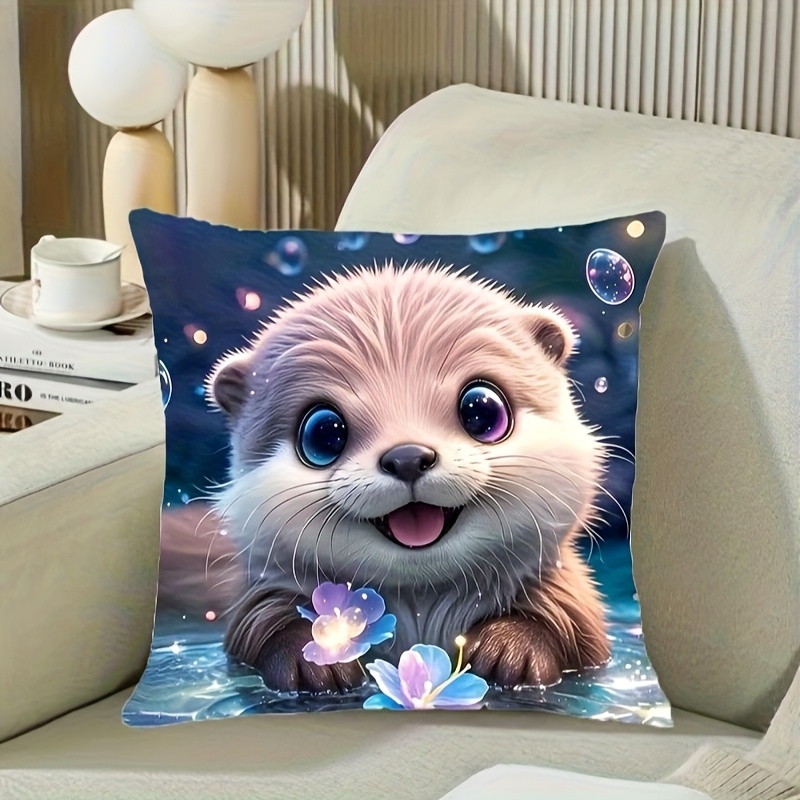 Baby Nursery Ocean Theme - Cute Otter Baby Animal Throw Pillowcase