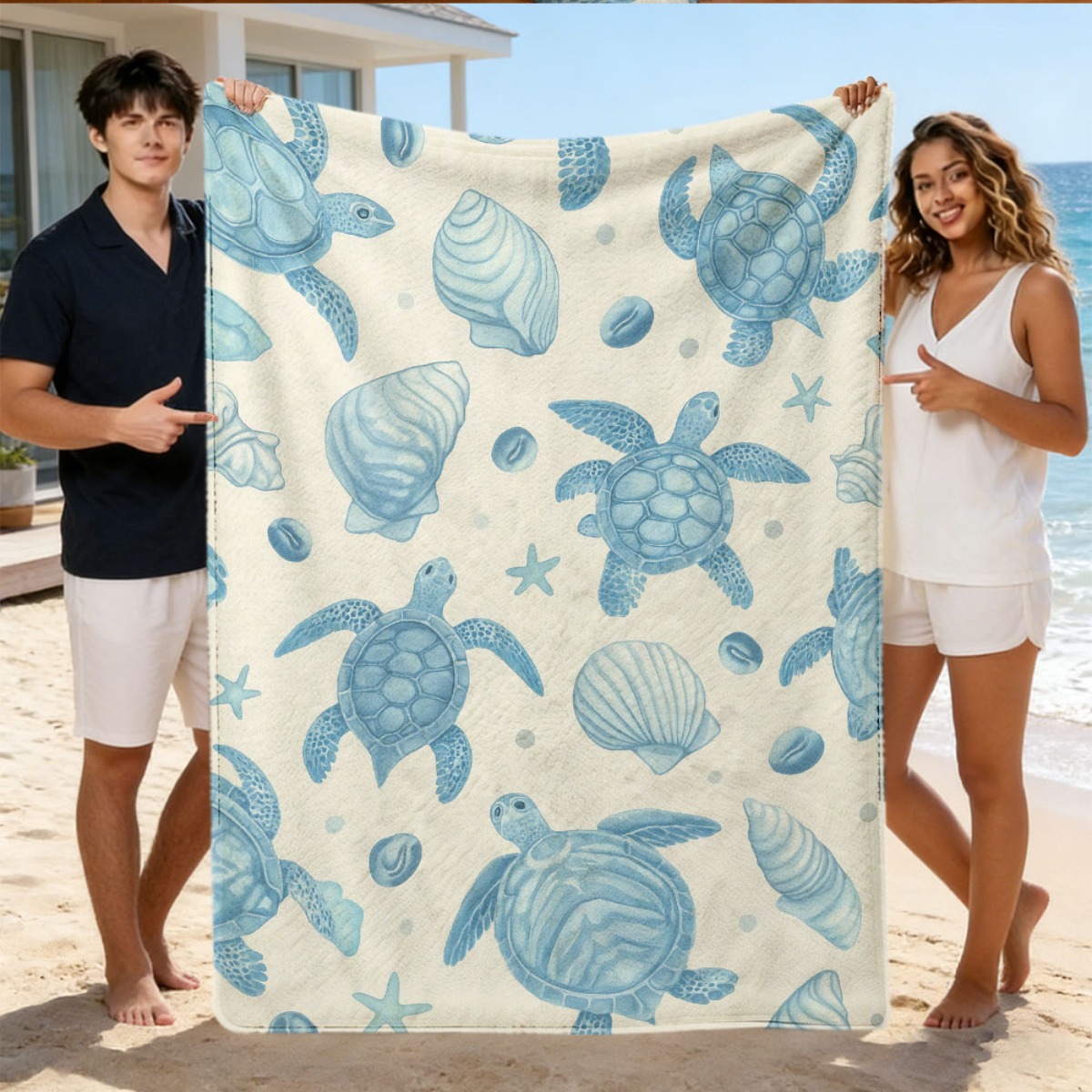 Baby Nursery Ocean Theme - Cute Ocean Theme Turtle Beach Blanket