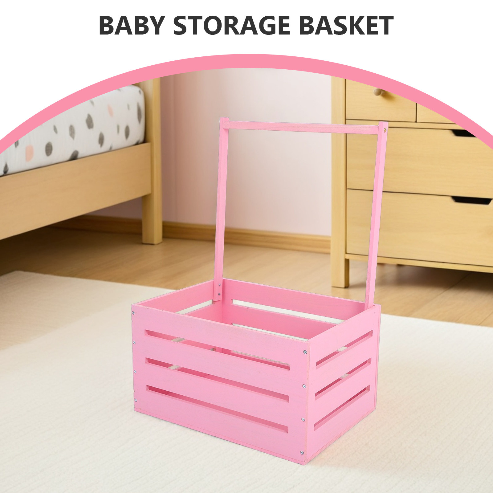 Baby Nursery Handles - 1pcs Wooden Baby Clothing Storage Basket