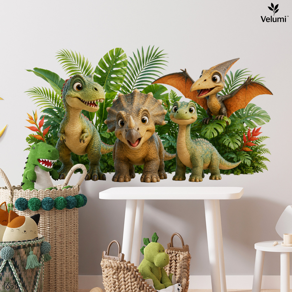 Baby Nursery Wall Mural - Cute 3D Dinosaur Wall Stickers Kids