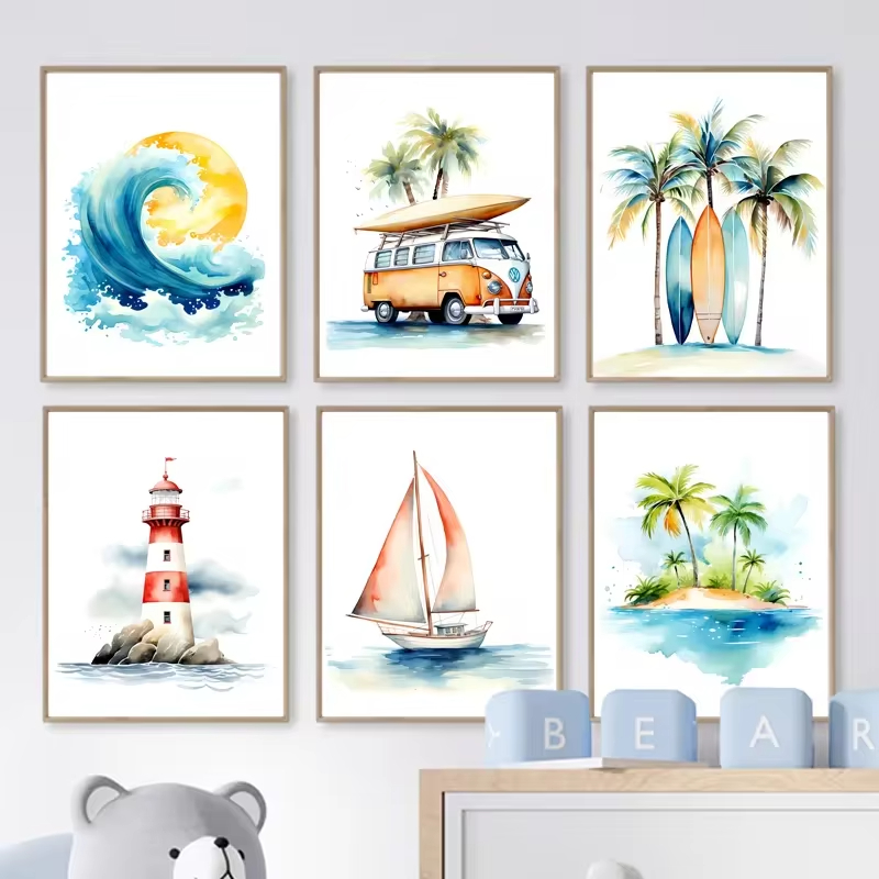 Surf Ocean Themed Nursery Beac - đánh giá và giá Baby Nursery Ocean Theme