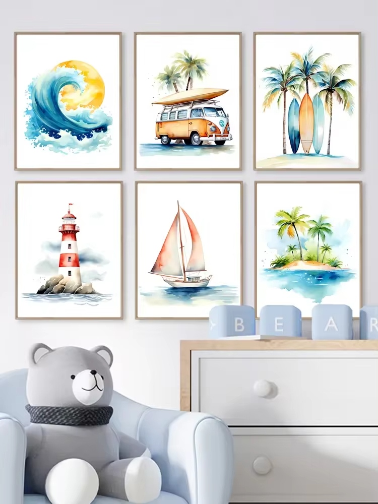 Surf Ocean Themed Nursery Beac - đánh giá và giá Baby Nursery Ocean Theme