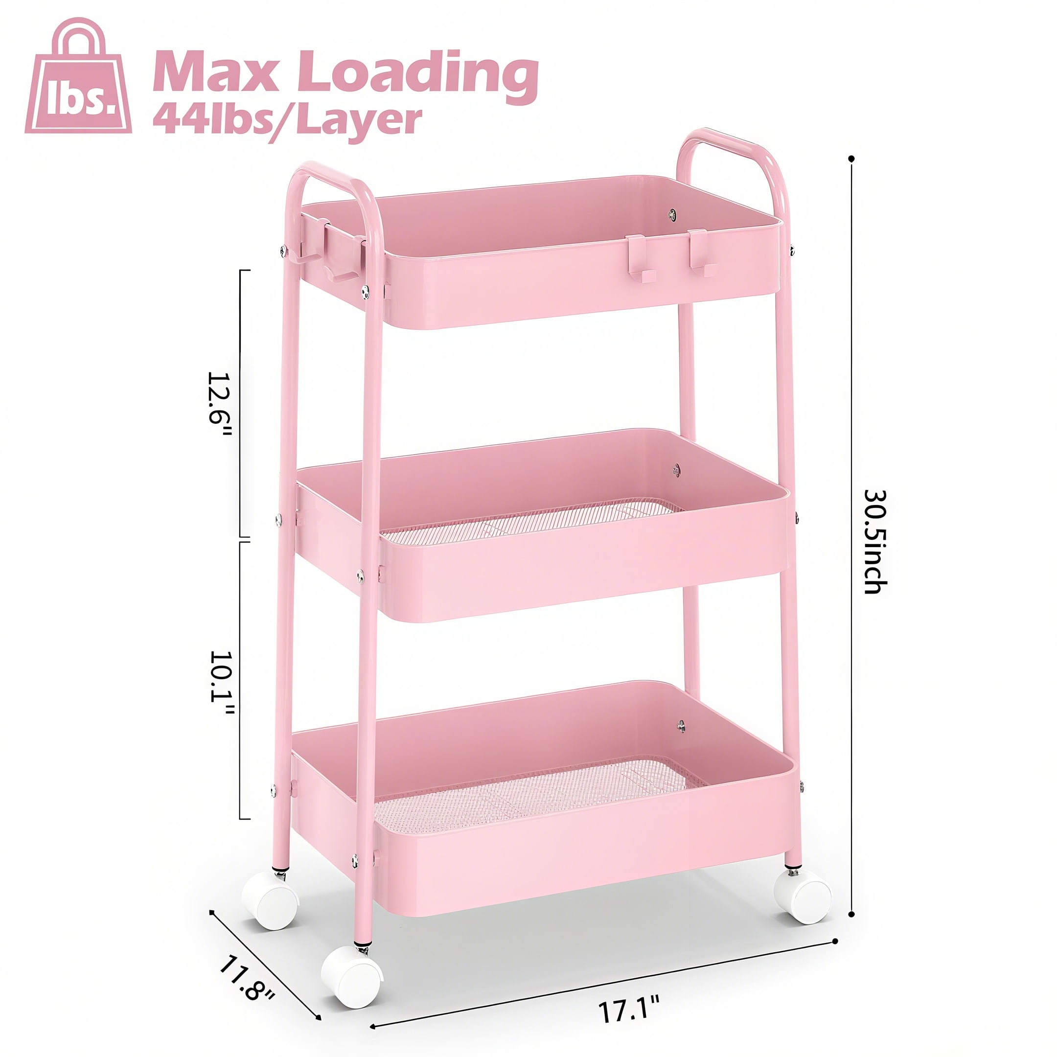 3 Tier Metal Rolling Cart With - đánh giá và giá Baby Nursery Modern