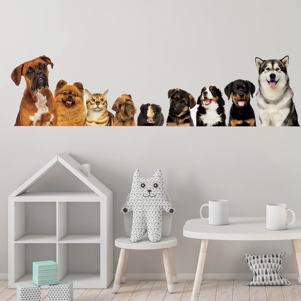 C30# 9 Cute Cats And Dogs Wall - đánh giá và giá Baby Nursery Wall Mural