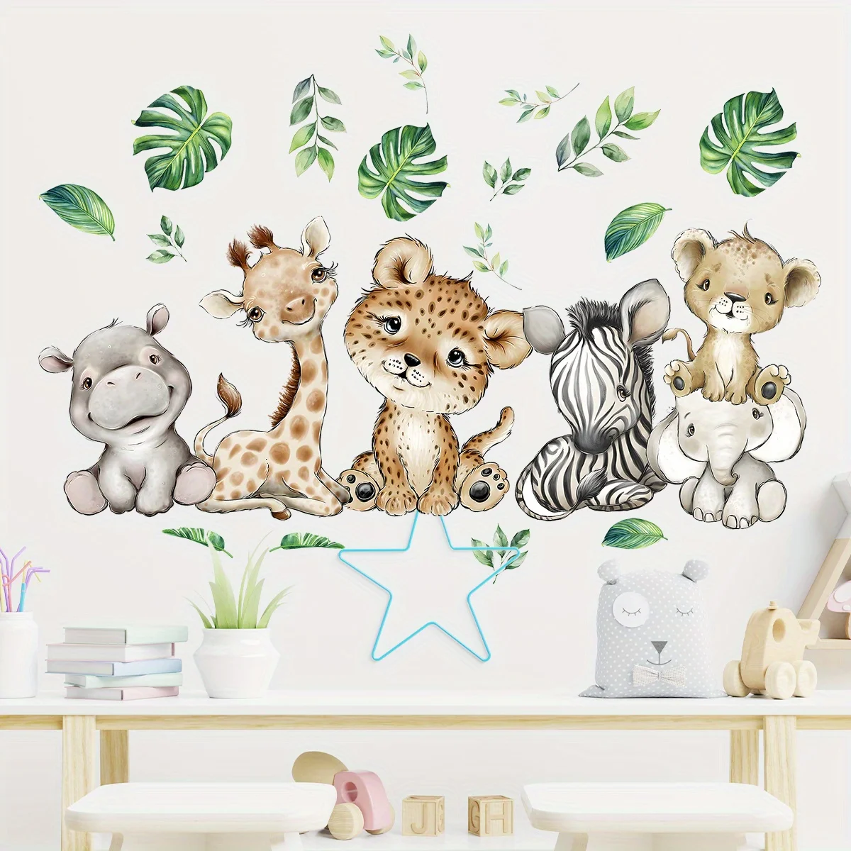 1PC Cartoon Cute Hippo Tiger E - đánh giá và giá Baby Nursery Wall Mural