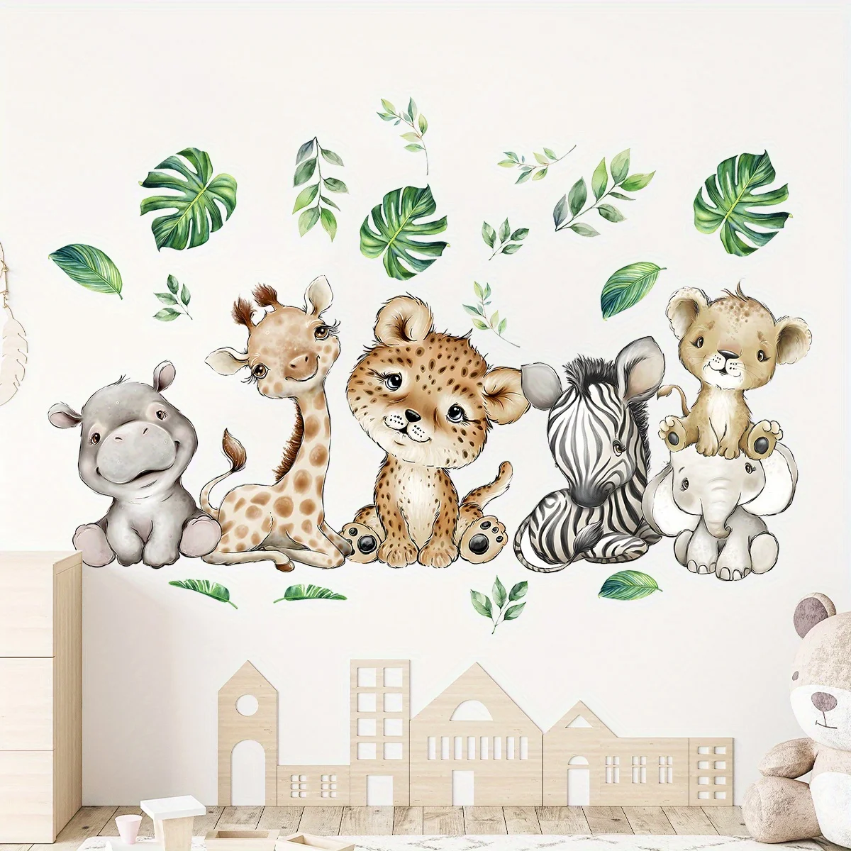 1PC Cartoon Cute Hippo Tiger E - đánh giá và giá Baby Nursery Wall Mural
