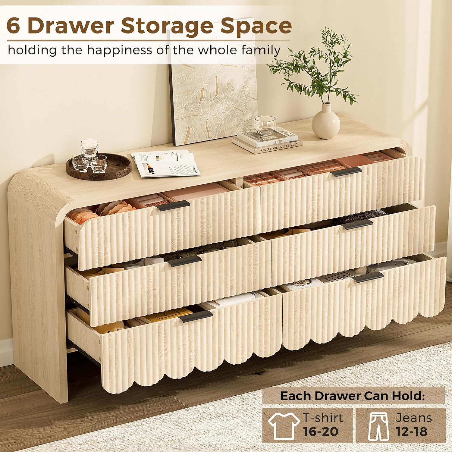 Wood 6 Drawer Dresser Nursery  - đánh giá và giá Baby Nursery Handles