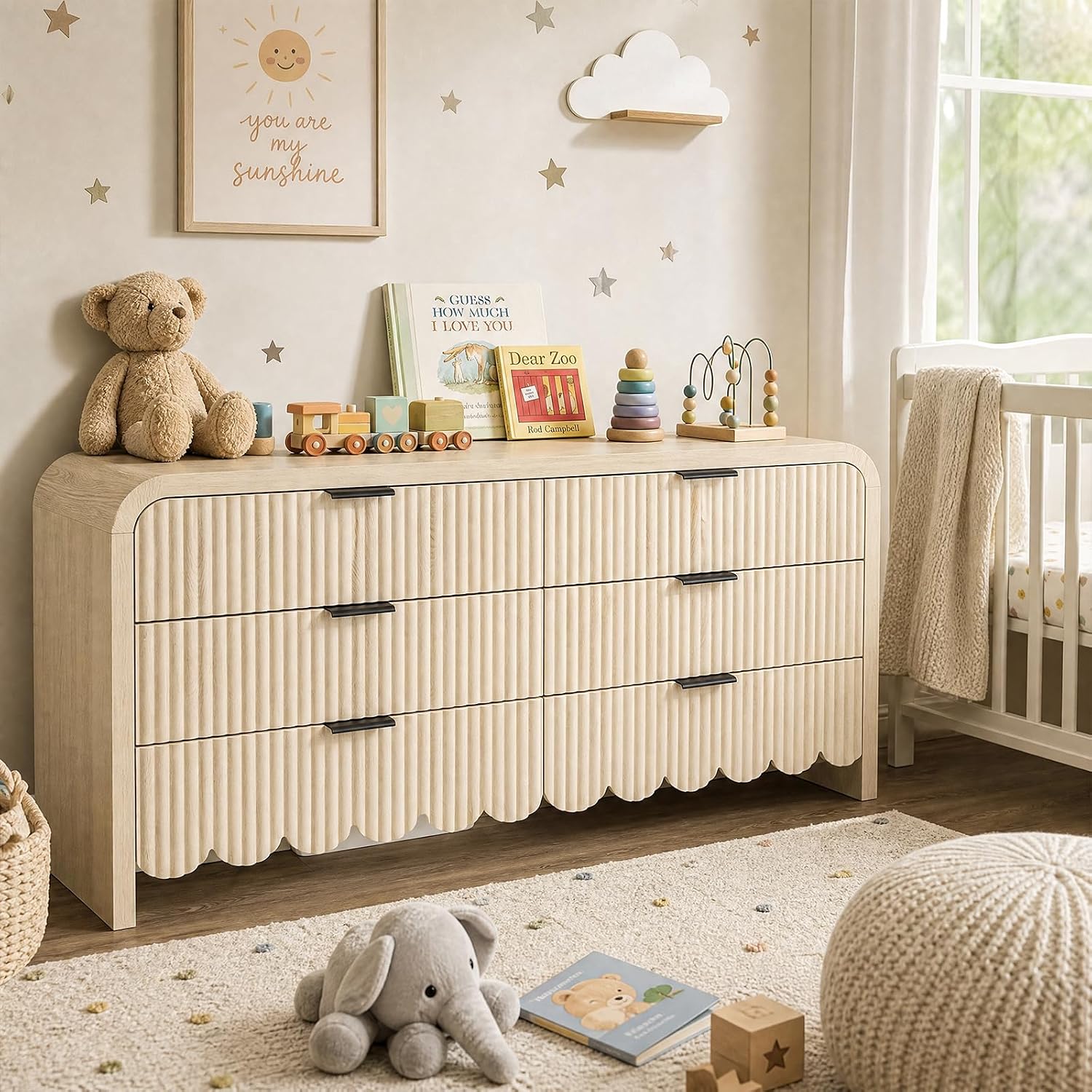 Wood 6 Drawer Dresser Nursery  - đánh giá và giá Baby Nursery Handles