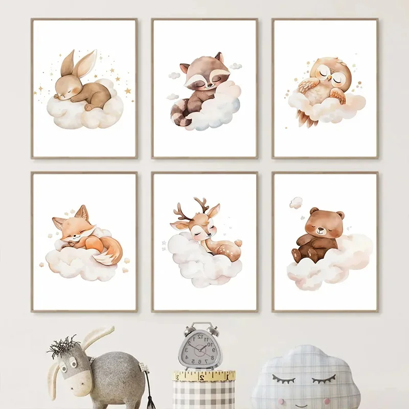 Cartoon Cloud Animal Canvas Pa - đánh giá và giá Baby Nursery Animal Pictures