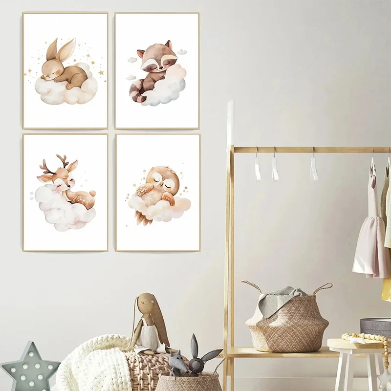 Cartoon Cloud Animal Canvas Pa - đánh giá và giá Baby Nursery Animal Pictures