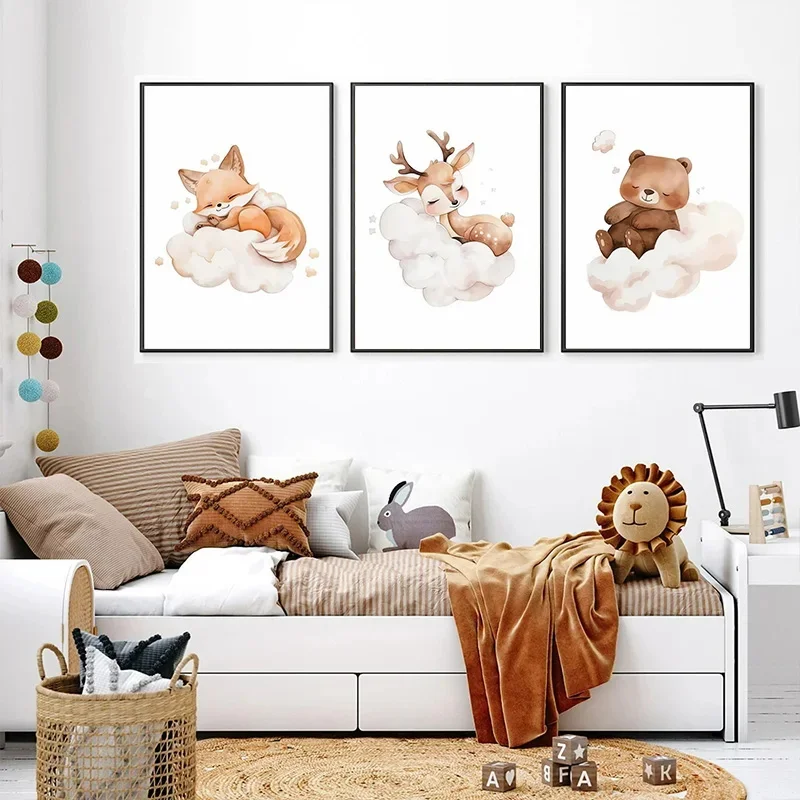 Cartoon Cloud Animal Canvas Pa - đánh giá và giá Baby Nursery Animal Pictures