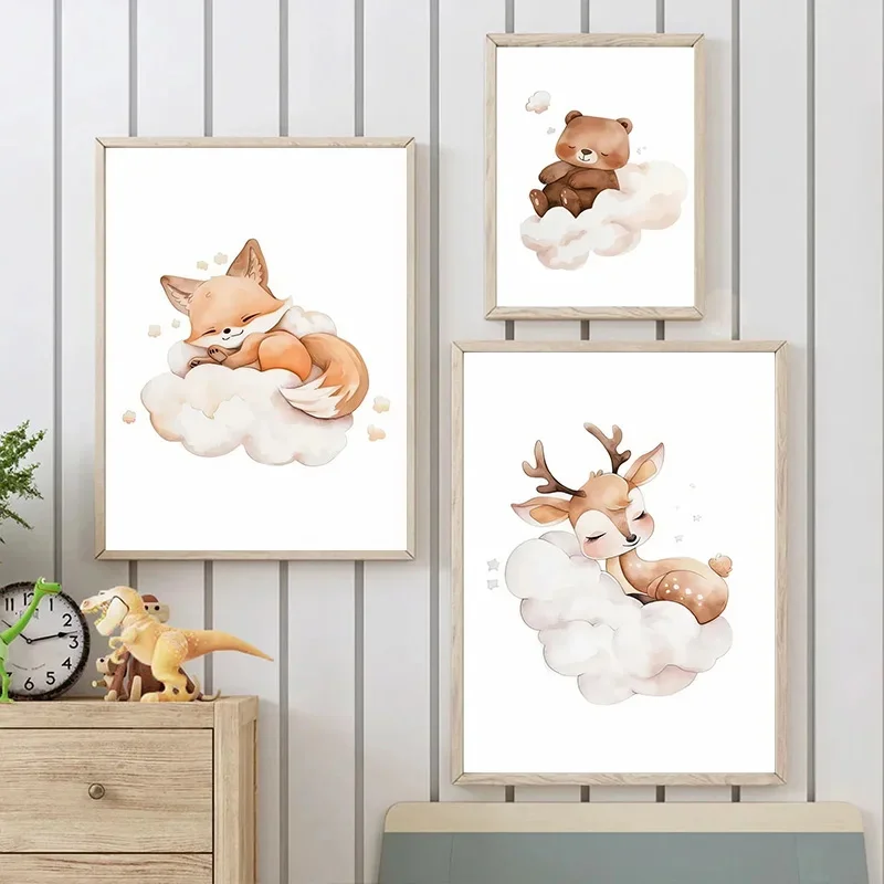 Cartoon Cloud Animal Canvas Pa - đánh giá và giá Baby Nursery Animal Pictures