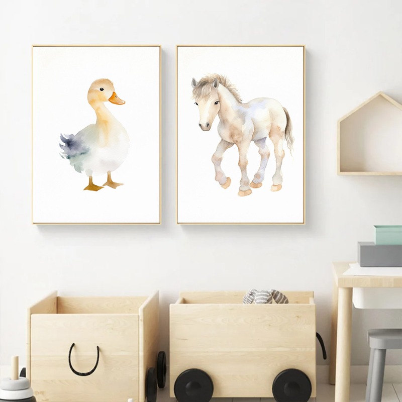 Watercolor Farm Animals Baby H - đánh giá và giá Baby Nursery Animal Pictures