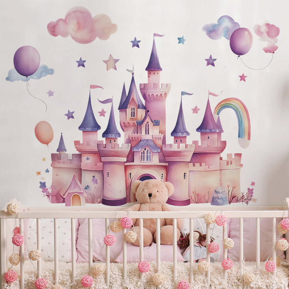 Pink Castle Wall Stickers Clou - đánh giá và giá Baby Nursery Wall Mural