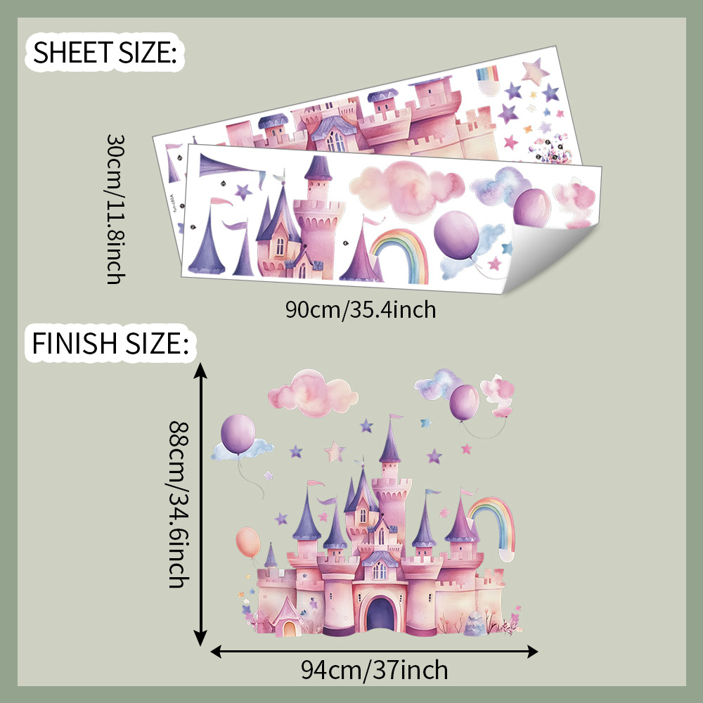 Pink Castle Wall Stickers Clou - đánh giá và giá Baby Nursery Wall Mural