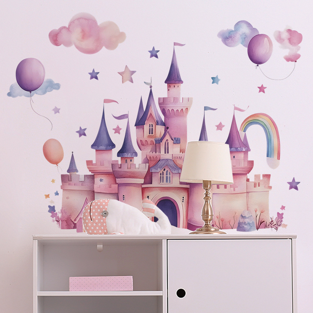 Pink Castle Wall Stickers Clou - đánh giá và giá Baby Nursery Wall Mural
