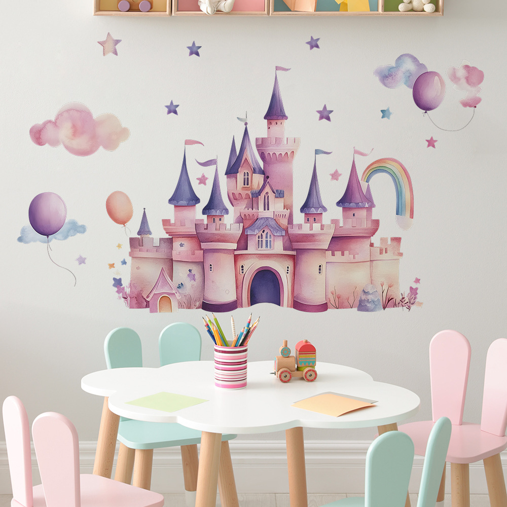 Pink Castle Wall Stickers Clou - đánh giá và giá Baby Nursery Wall Mural