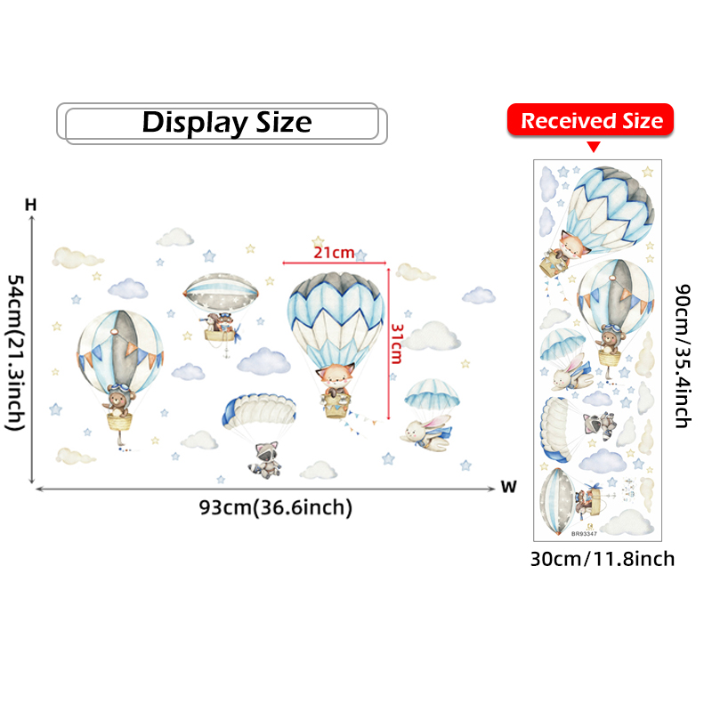 Cartoon Cute Animals Hot Air B - đánh giá và giá Baby Nursery Wall Mural
