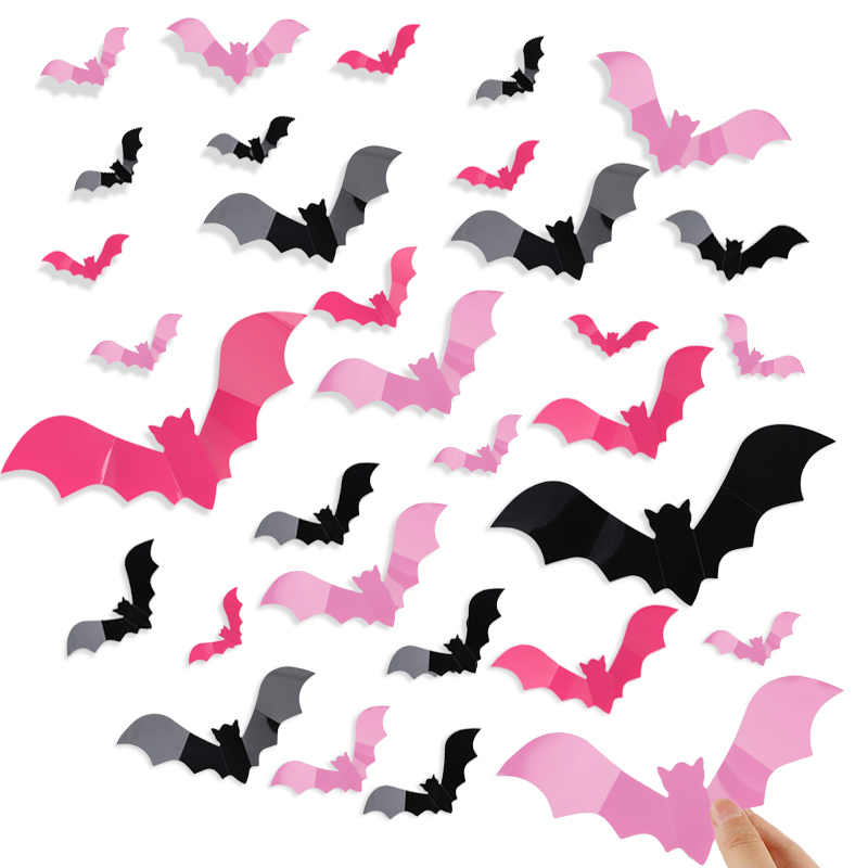 24/48Pcs Halloween Pink Bats W - đánh giá và giá Baby Nursery Wall Mural