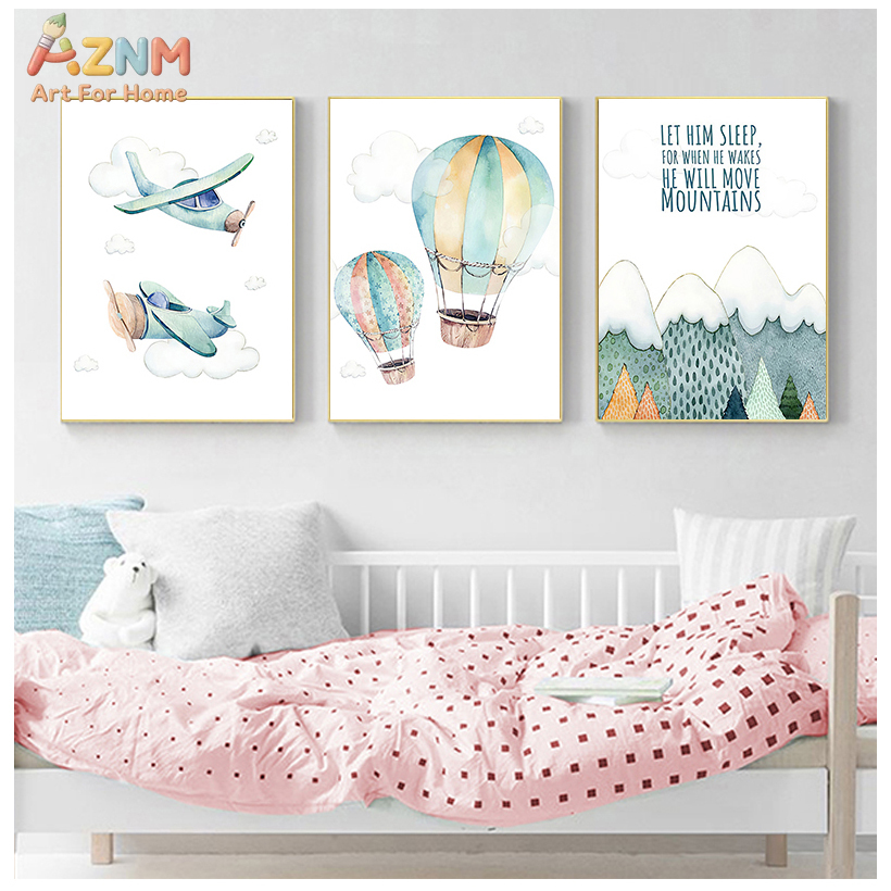 AZNM Watercolor Airplane Hot A - đánh giá và giá Baby Boy Nursery Quotes