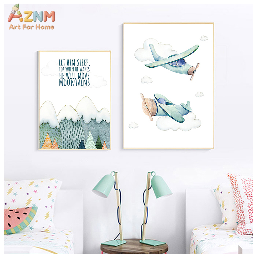 AZNM Watercolor Airplane Hot A - đánh giá và giá Baby Boy Nursery Quotes