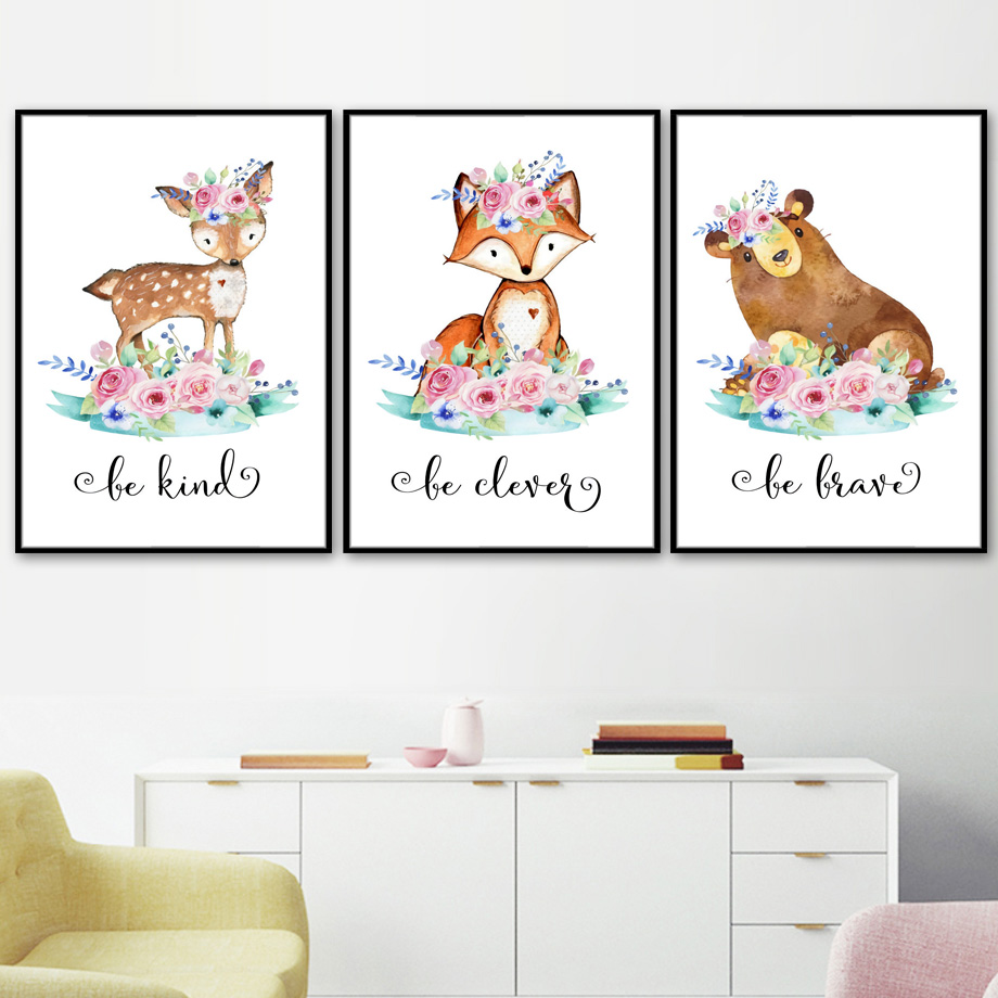 Cartoon Fox Deer Rabbit Baby A - đánh giá và giá Baby Nursery Animal Pictures
