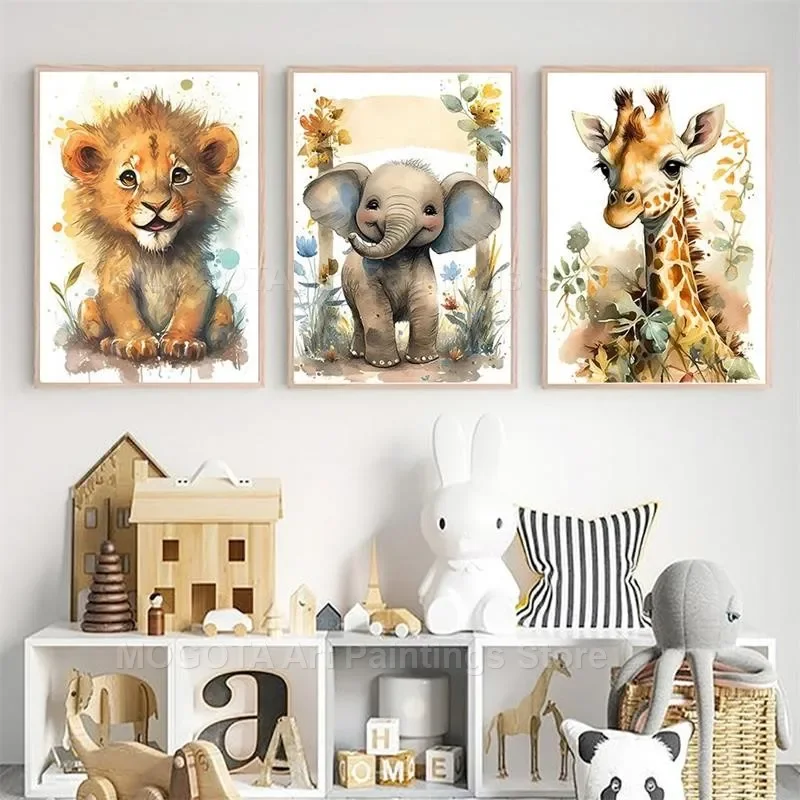 Watercolor Lion Giraffe Tiger  - đánh giá và giá Baby Nursery Animal Pictures