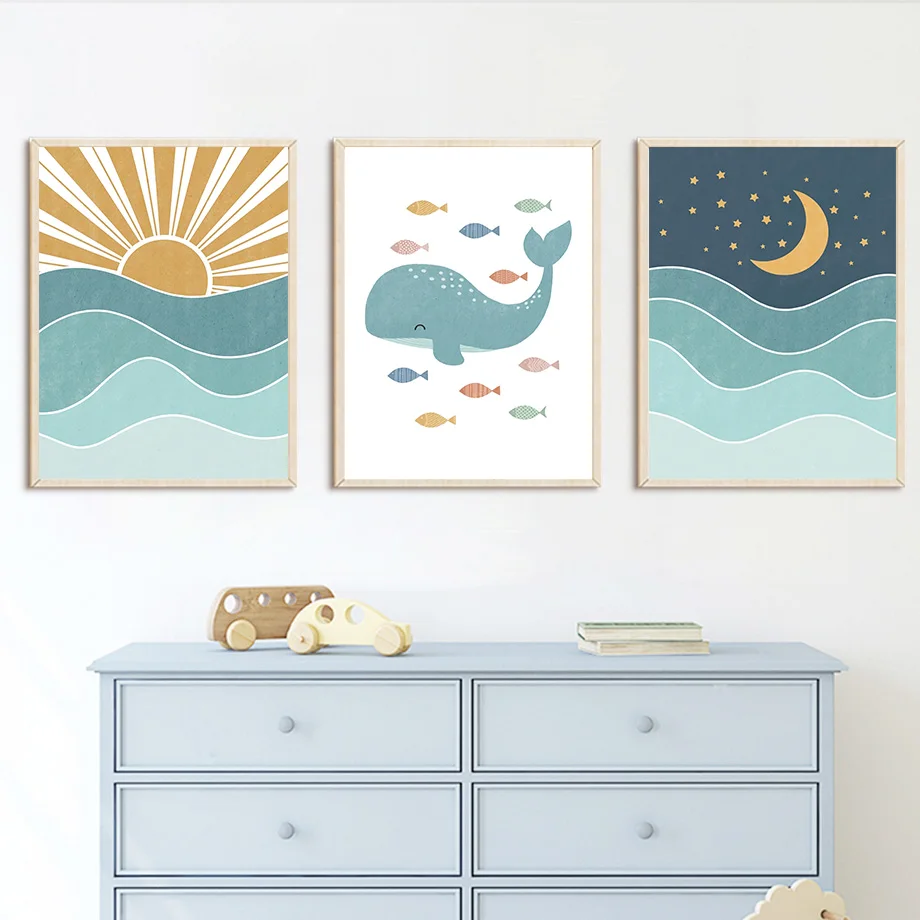 1pc frameless Fish Whale Seagu - đánh giá và giá Baby Boy Nursery Quotes