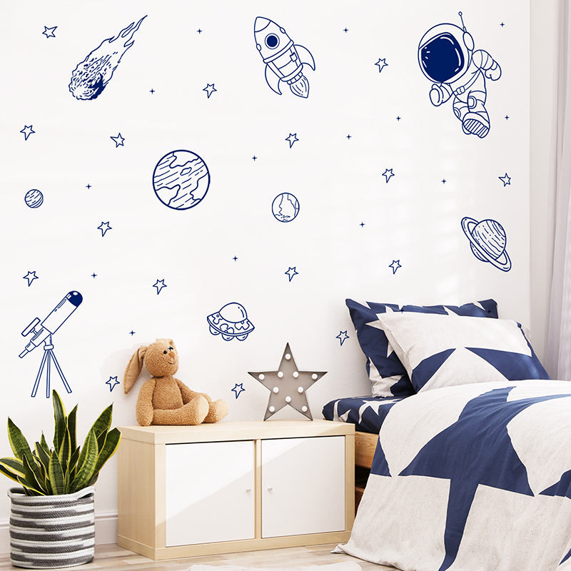 Cartoon Universe Astronaut Pla - đánh giá và giá Baby Nursery Wall Mural