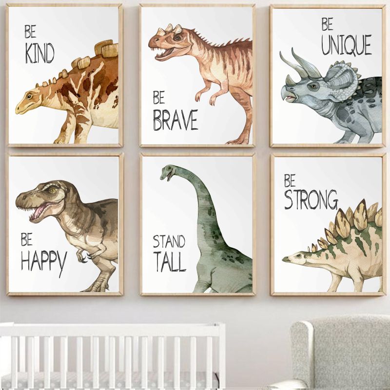 Watercolor Dinosaur Poster Nur - đánh giá và giá Baby Nursery Animal Pictures
