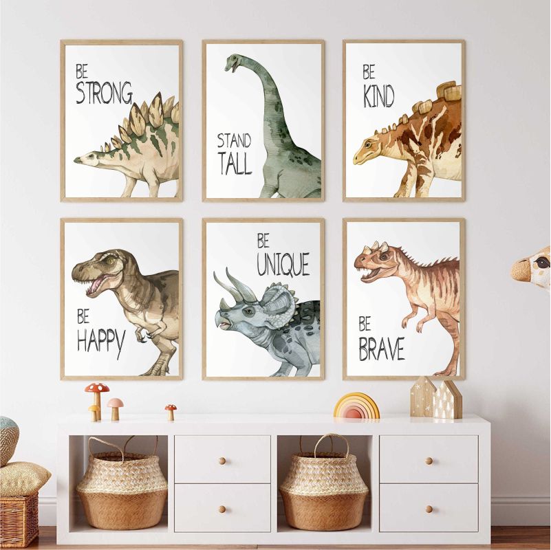 Watercolor Dinosaur Poster Nur - đánh giá và giá Baby Nursery Animal Pictures
