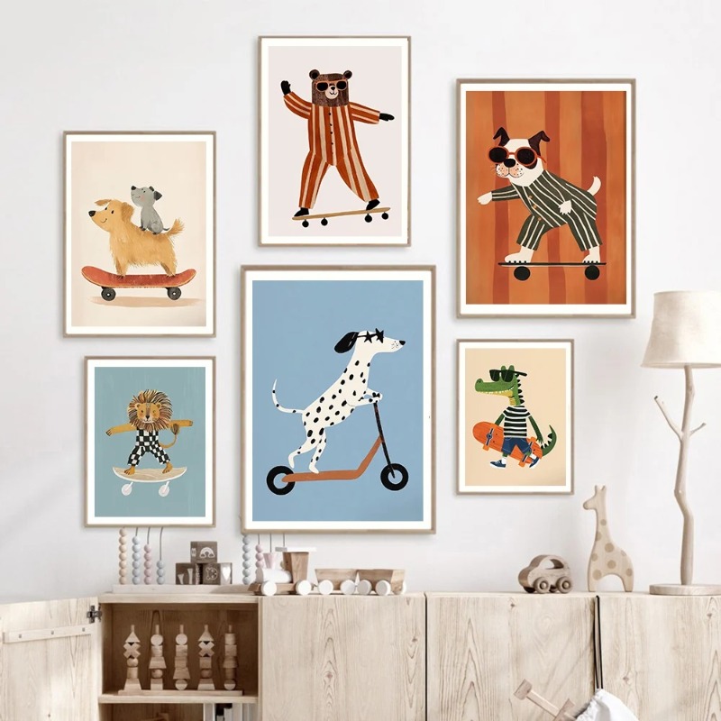 1pc frameless Funny Animals Ra - đánh giá và giá Baby Nursery Animal Pictures