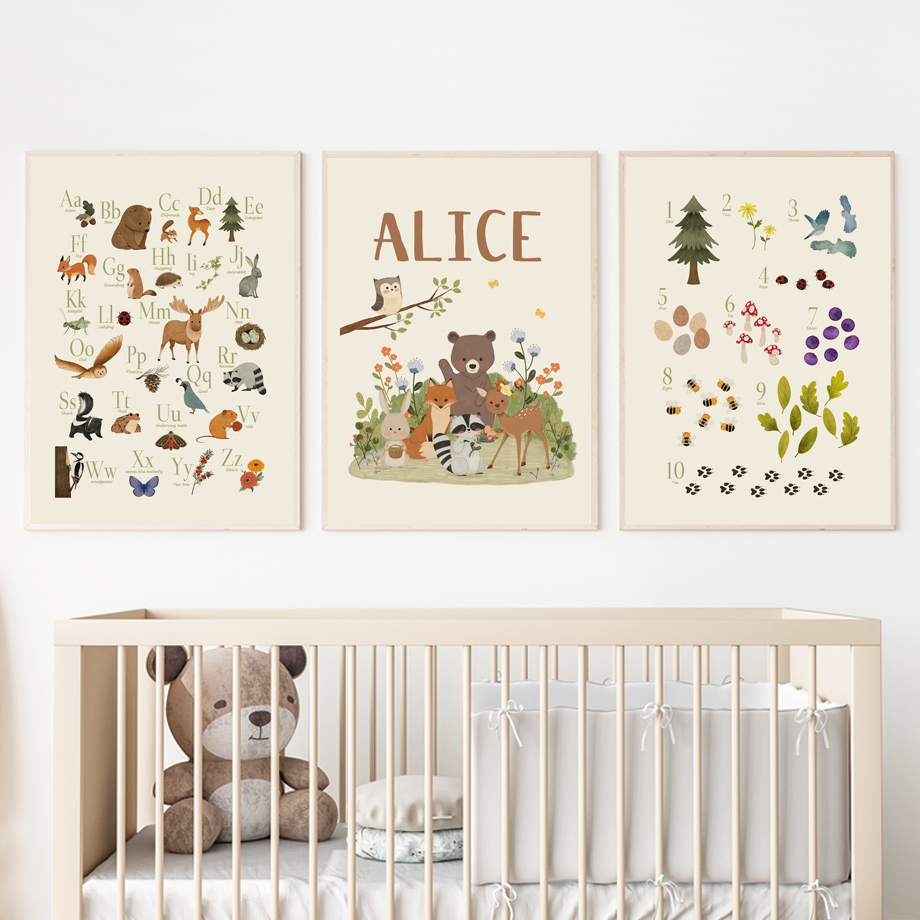 1pc frameless Cute Rabbit Fox  - đánh giá và giá Baby Nursery Animal Pictures