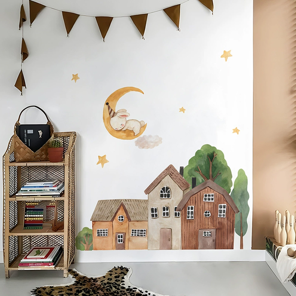 Fabric Cartoon Forest Vintage  - đánh giá và giá Baby Nursery Wall Mural