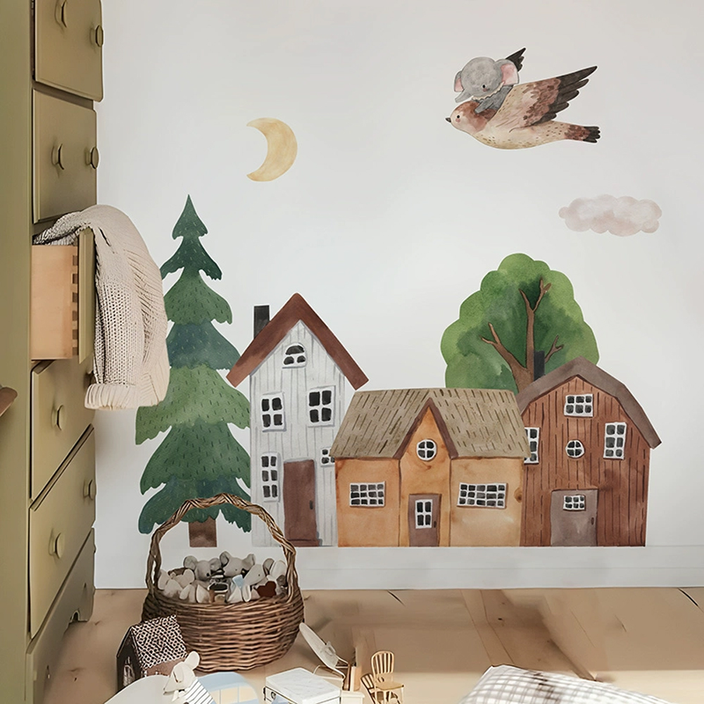 Fabric Cartoon Forest Vintage  - đánh giá và giá Baby Nursery Wall Mural