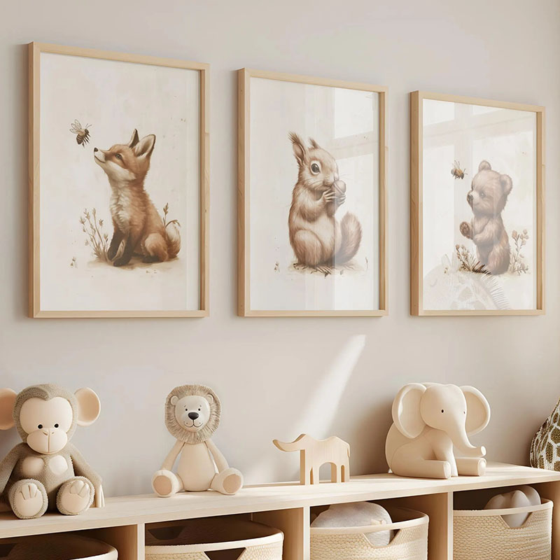 Bear Rabbit Fox Deer Squirrel  - đánh giá và giá Baby Nursery Animal Pictures