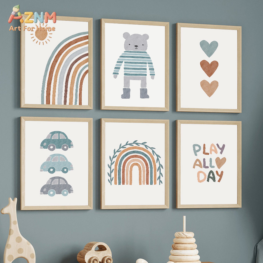 AZNM Neutral Boho Rainbow Bear - đánh giá và giá Baby Boy Nursery Quotes