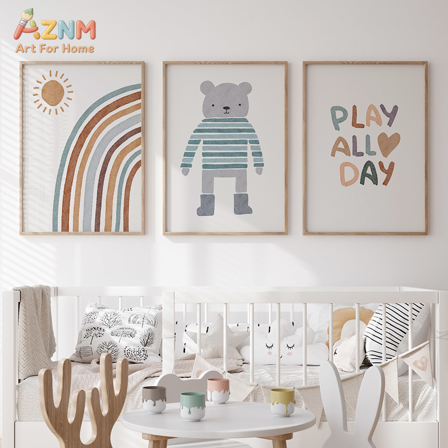 AZNM Neutral Boho Rainbow Bear - đánh giá và giá Baby Boy Nursery Quotes