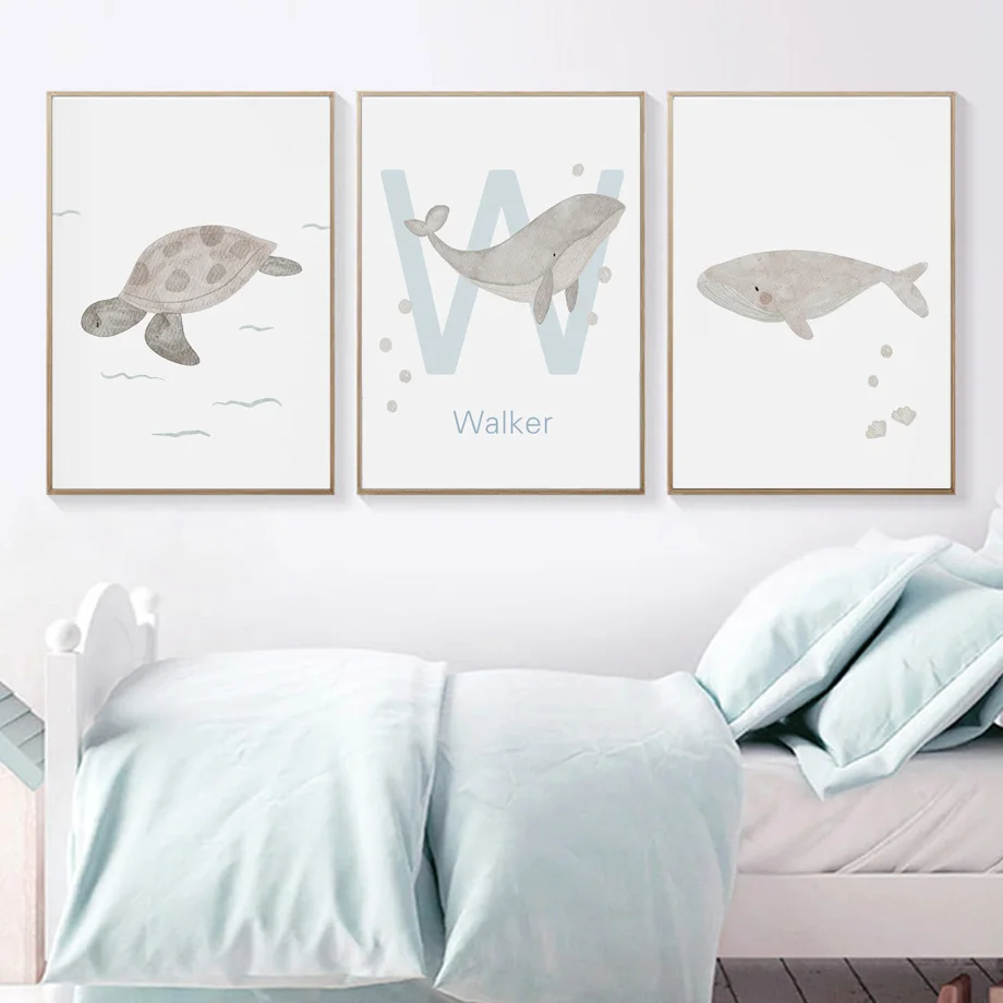 Custom Name Whale Octopus Turt - đánh giá và giá Baby Nursery Animal Pictures