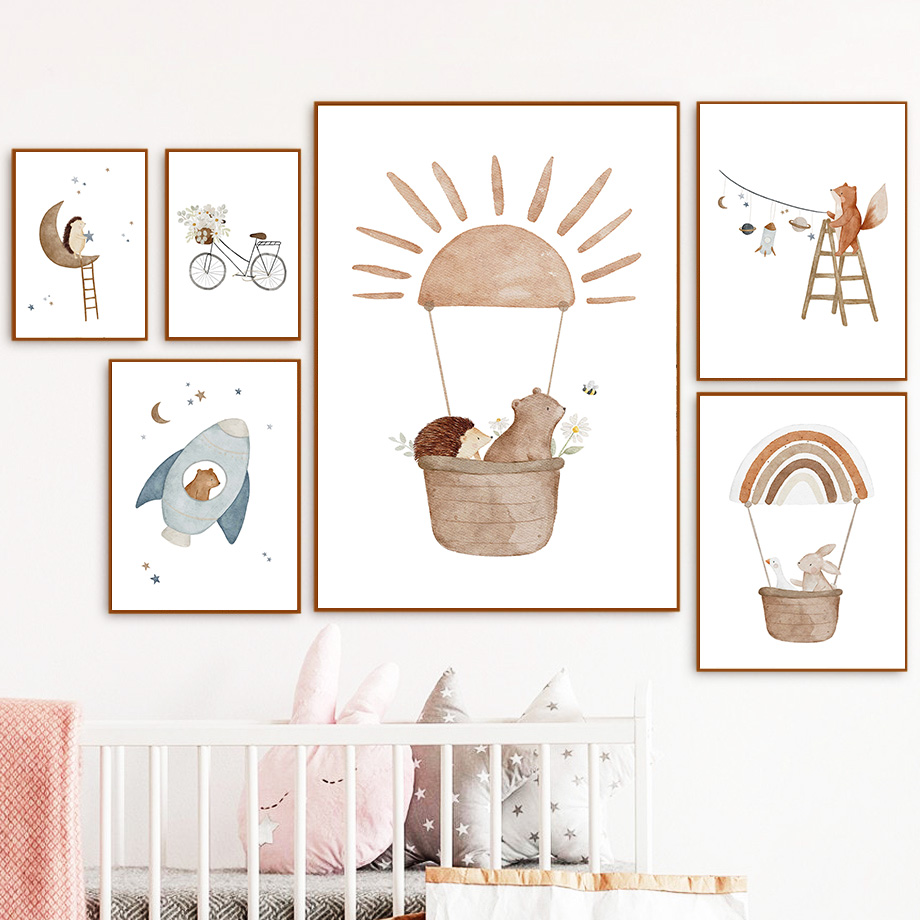 Cartoon Animals Nursery Wall A - đánh giá và giá Baby Nursery Animal Pictures